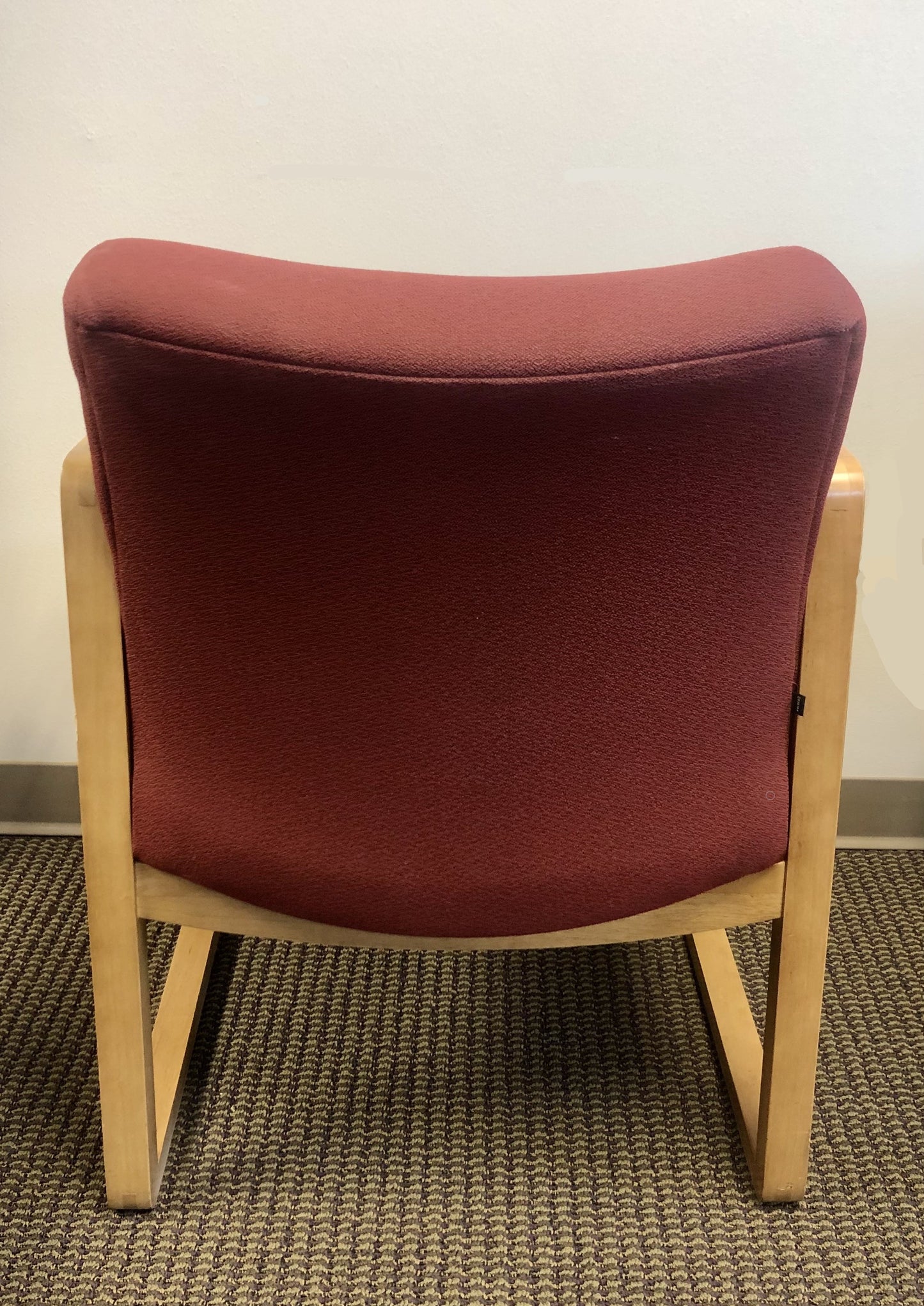 Used Guest Chair with Wood Sled Base and Arms - Light Red Upholstery
