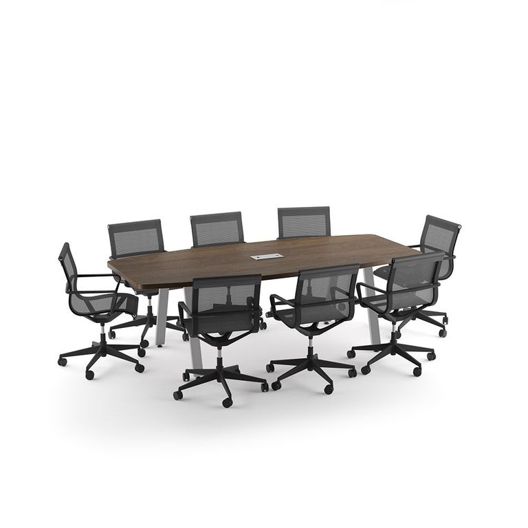 Boat Shaped Conference Table with Metal VA Legs
