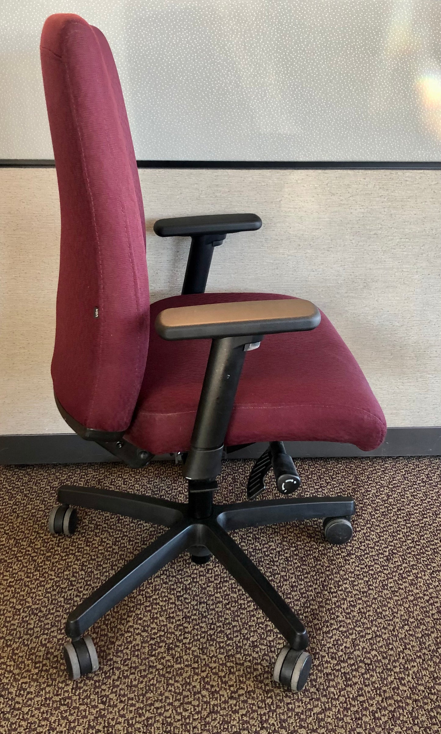 Used HON Ignition Task Chair w/ Adjustable Arms - Maroon Upholstery