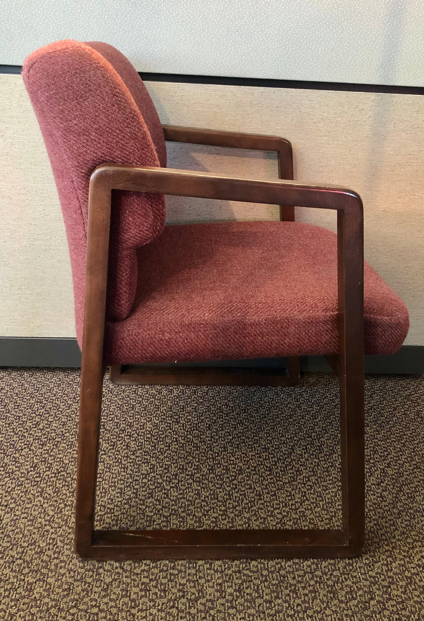 Used HON Sled Guest Chair - Burgundy Upholstery