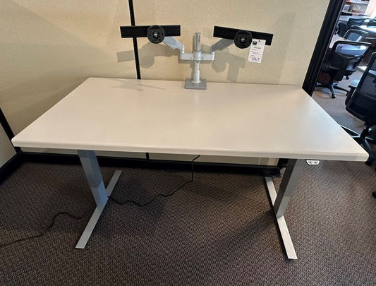 Refurbished 60"W x 30"D Height Adjustable Desk - Light Gray Laminate Top