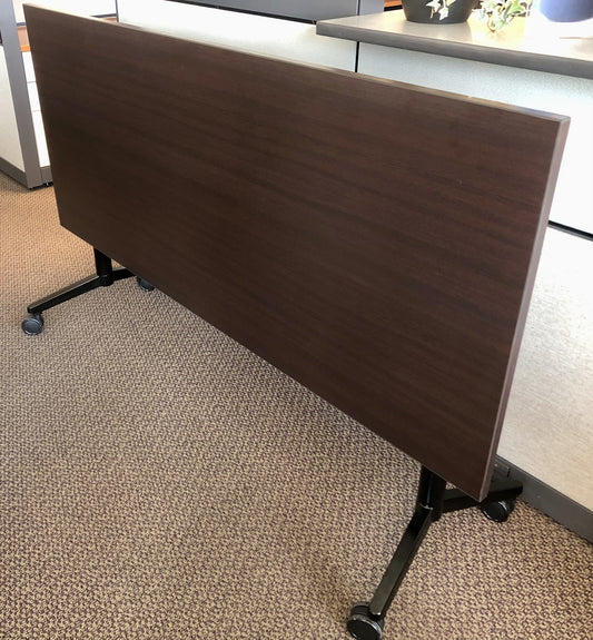 Used Storlie 72"Wx30"D Flip & Nest Training Table - Espresso Laminate Top & Black Base